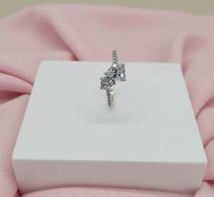 Bague double cœur en argent avec zircone cubique étincelante, bijoux d'amour pour femmes, cadeau délicat à la mode - Product Image 2