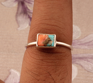 Wholesale Handcrafted Oyster <b>Turquoise</b> Finger <b>Ring</b> for Women Trendy Bohemian Stackable Shell <b>Ring</b> Unique Artisan Design - Product Image 3