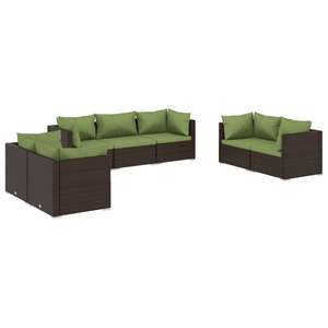 Ensemble de salon de jardin modulaire 7 pièces marron et vert, mobilier moderne pour la maison ou les espaces commerciaux - Product Image 2