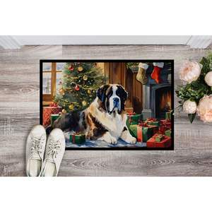 Saint Bernard Paillasson de Noël douillet, antidérapant, lavable, à poils bas, 24h x 36w, tapis d'entrée intérieur et extérieur pour porte d'entrée - Product Image 2