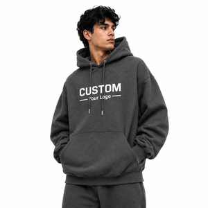 Custom Logo <b>Men's</b> Heavy Weight Sweatshirt Pullover Oversized <b>Thick</b> Cotton Fleece High Quality Drop Shoulder <b>Men</b> <b>Hoodies</b> - Product Image 1