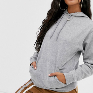 Sweat-shirt à capuche gris oversize coupe classique pour femme, en molleton de coton décontracté, unisexe, vente en gros de sweats à capuche pour femme - Product Image 4