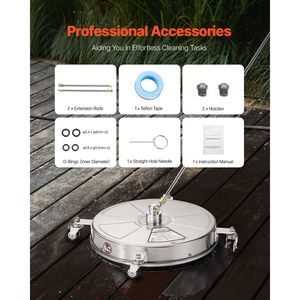 Accessori per Idropulitrice ad Alta Pressione in Acciaio Inox da 18 Pollici con 4 Ruote Veloci e Pulitore per Superfici da 4000 PSI Max e Attacco Rapido da 1/4 - Product Image 3