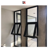 Nuevo diseño de alta calidad de aluminio doble vidrio superior colgado Ventana de toldo precio de fábrica fuera de ventanas con rejilla
