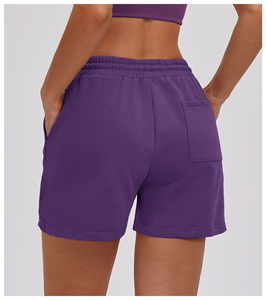 Pantalones Cortos Casuales de Mujer, Tejidos, de Color Sólido, Cintura Elástica, Ajuste Holgado, Azul Claro, Transpirables, Cintura Media - Product Image 5