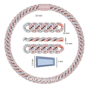 Cadena cubana bicolor hecha a medida con piedras de moissanita D VVS en plata de ley 925 estilo hip hop. - Product Image 5
