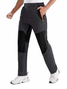 Men's Gray Outdoor <b>Pants</b> Elastic Waist Zipper Fly Side Pockets Quick Dry Casual Spring Wear - Product Image 4