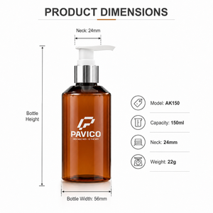 150ml Amber Round PET Lotion <b>Pump</b> <b>Bottle</b> 24mm for Cosmetic Personal Care Packaging Manufacturer in Vietnam - Product Image 2