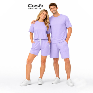 Conjuntos de Verano de Algodón Jersey Casuales al por Mayor, Conjuntos de Camiseta y Pantalones Cortos Lisos con Logotipo Personalizado al por Mayor - Product Image 1