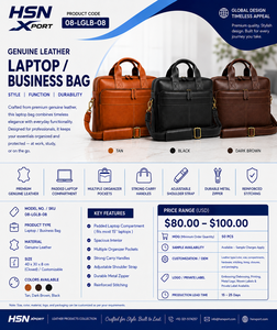 Sac à main pour ordinateur portable en cuir véritable HSN Vintage LGDTB-07, grande capacité, fermeture éclair, sac de voyage à bandoulière pour usage professionnel - Product Image 6