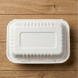9 X 6 Inch Bagasse Clamshell Food <b>Container</b> 580ml Compostable Biodegradable Sugarcane Fiber <b>Takeaway</b> Box for Hotels Home - Product Image 5