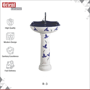 New Stock Arrival Top Quality Home and Hotel Use White Color Ceramic Material Bathrooms Wash <b>Basin</b> Pedestal from Indian Exporter - Product Image 2