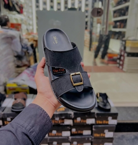 Sandalias Planas de Cuero Genuino para Hombre Fox, Punta Abierta, Cierre de Hebilla, Correa Delantera/Trasera Transpirable, Suela de Goma Antideslizante, Moda de Verano - Product Image 3