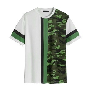 เสื้อคอกลมแขนสั้นลายพรางสำหรับผู้ชายเสื้อยืดแบบปิดสีแบบถักทรงพอดีตัวปกติสไตล์ลำลองตัดสีตัดกัน - Product Image 2