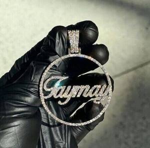 Colgante Personalizado de Plata de Ley 925, Colgante con Nombre Personalizado, Estilo Hip Hop, Colgante con Moissanita VVS - Product Image 3