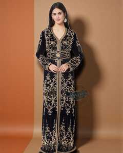 AWAIS HOUSE Dubai Moroccan <b>Plus</b> <b>Size</b> Lightweight Handmade Beaded Sequined Velvet Polyester Floor Length Long Sleeve Arabic - Product Image 6