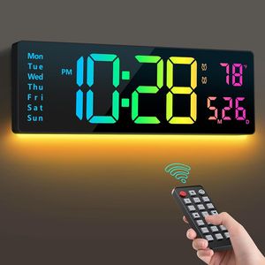 16\" <b>Digital</b> <b>Wall</b> <b>Clock</b> with RGB Night Lights Large LED Display <b>for</b> Living Room Bedroom 11 Colors Alarm <b>Clock</b> - Product Image 3