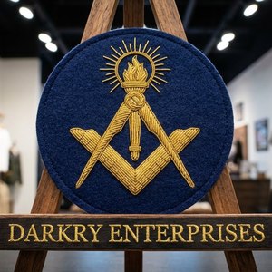 Custom Masonic Regalia Bullion Wire Hand Embroidery Patch with Square Compass <b>Torch</b> Emblem Handmade Masonic Lodge Blazer Badge - Product Image 6