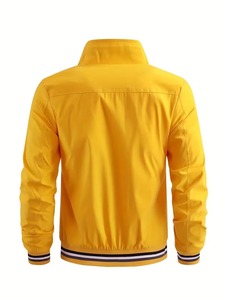 Chaqueta Bomber Amarilla para Mujer, Manga Larga, Cierre de Cremallera, Cuello Alto, Color Sólido, Tejido de Poliéster, Impermeable y Resistente al Viento - Product Image 2