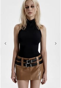 Luxury Women's Motorcycle <b>Jacket</b> & Skirt Set Breathable <b>Leather</b> Look Two-Piece Outfit for Autumn/Winter - Product Image 4