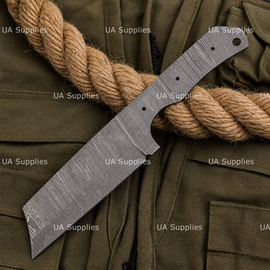 Cuchillo de Caza de Hoja Fija de Acero de Damasco Forjado a Mano, Punta Caída, Tipo Bull Cutter, Hoja Lisa, Espiga Completa, Kit DIY OEM para Fabricación - Product Image 4