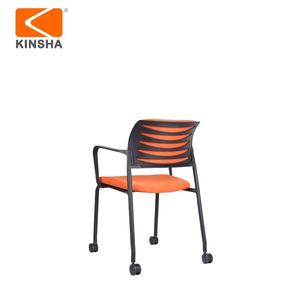 Silla de Oficina Moderna, Tela Naranja, Reposabrazos Fijos, Patas de Metal, Ruedas Giratorias, Diseño Ergonómico, Estilo Contemporáneo para el Hogar - Product Image 5