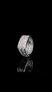 Bague éternelle en diamant de laboratoire, deux tons, émeraude, diamant taille ronde, bijoux fins modernes - Product Image 4