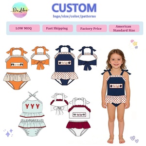 Traje de Baño de Secado Rápido para Niñas Pequeñas, Traje de Baño Personalizado para Hermanas, Ropa de Playa con Protección Solar UPF50+, Traje de Baño de Tela Seersucker - Product Image 1