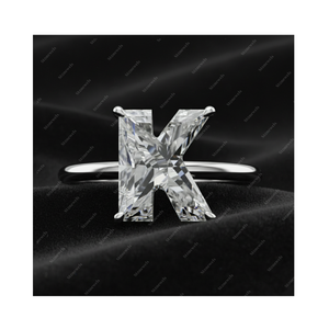 GIA IGI Certified DEF VVS VS Lab Grown Diamond <b>Initial</b> Alphabet Letter K Fine Gold 925 Sterling Silver Solitaire <b>Ring</b> Gift Him - Product Image 1