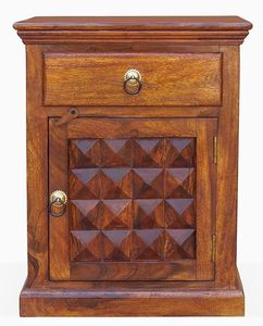 Sheesham Wood <b>Bedside</b> Table with 1 Drawer and 1 Door Cabinet <b>Storage</b> | Wooden Multipurpose Nightstand End Table Furniture - Product Image 3