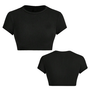 OEM Custom Fashion Y2K Print Women's Summer Cropped Top High Quality 95% Cotton 5% Spandex Casual women's shirt <b>Cheap</b> Crop Top - Product Image 1