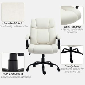 Sedia da Ufficio Direzionale Robusta Bianco Crema con Ruote Girevoli (Base in Nylon Certificata BIFMA) - Product Image 5