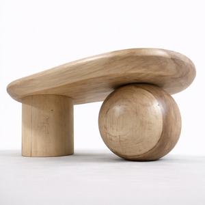 Mesa de Centro Escultural de Madera de Roble de Alta Calidad y Excelente Relación Calidad-Precio, Muebles de Arte Contemporáneo al por Mayor, Base de Cilindro, Mesa Niwara - Product Image 2