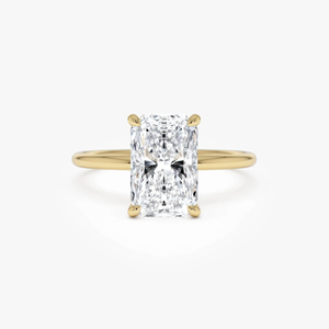 Anillo de Compromiso de Lujo para Mujer con Diamante Sintético Cultivado en Laboratorio de 2 Quilates, Corte Radiante, Oro Amarillo, Certificado IGI - Product Image 1