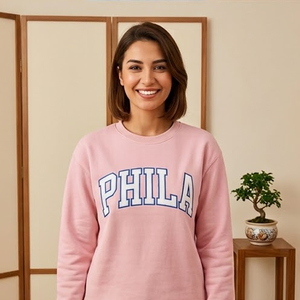Women's Light Blue Crew Neck <b>Sweatshirt</b> With PHILA Letter Chapter Logo Sisterhood Apparel Collegiate Varsity Campus Wear - Product Image 2