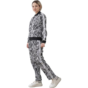 ชุดวอร์มคอปกสำหรับผู้หญิง ผ้าโพลีเอสเตอร์ผสมคอตตอน แบบสองในหนึ่ง คอเสื้อถอดได้ แจ็คเก็ตคอตั้งพร้อมฮู้ด ชุดเสื้อและกางเกง - Product Image 5