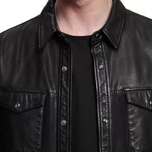 Camisa de Manga Larga para Hombre Moderno, Camisa de Cuero para Hombre, Elegante, de Cuero Genuino, Corte Ajustado, Informal y Formal para el Invierno, Uso Diario - Product Image 3