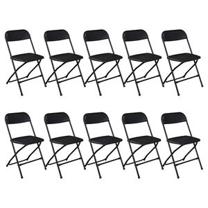 Chaise pliante classique en plastique, lot de 10, noire, moulée par injection, pour jardin - Product Image 1
