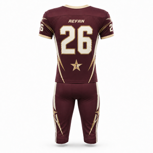 Ensemble de maillot de football américain pour homme AEFAN, couleur bordeaux et or, col en V, manches courtes, tissu respirant, coupe athlétique, imprimé par transfert thermique - Product Image 4