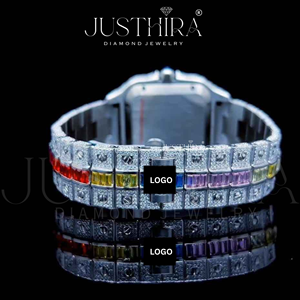 Montre de sport de luxe pour homme en acier inoxydable, étanche, avec diamant Moissanite et quartz, très demandée, disponible à la vente - Product Image 2