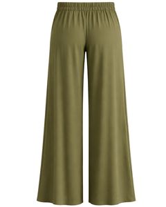 Olive Green Wide Leg Pants Women High Waist Drawstring Loose Fit Casual Straight Trousers Soft Comfortable Lounge Wear Fashion - Product Image 2