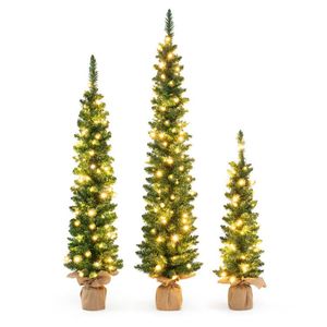Set di 3 Alberi di Natale Artificiali Pre-Illuminati con 415 Punte Verdi, Decorazioni Festive per la Stagione Natalizia - Product Image 1