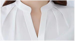 Camisa de Satén con Cuello en V para Mujer, Uniforme Formal de Oficina, Estilo OL - Product Image 4