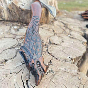 Hache Viking de Qualité Industrielle, Style Nordique, Hache à Barbe, Lame en Acier Carbone, Design Gravé sur Bois pour Décoration Intérieure et Collection - Product Image 2