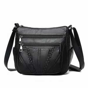 Sacs à main pour femmes en cuir véritable avec logo personnalisé, sacs à bandoulière de luxe de marque de créateur, sacs fourre-tout noirs texturés tendance pour femmes avec poignée supérieure - Product Image 1