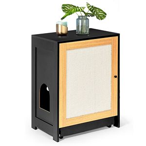 Mueble para Gatos con Caja de Arena Extraíble y Mesa Auxiliar con Puerta Rascadora de Sisal, Casas y Muebles para Mascotas - Product Image 1