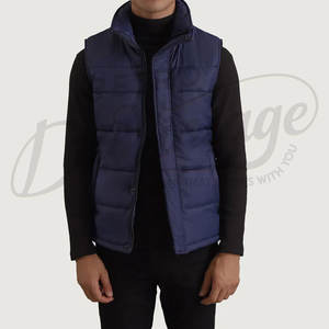 Gilet matelassé personnalisé pour homme, bleu marine, chaud pour l'hiver, col montant, imperméable, sans manches - Product Image 6