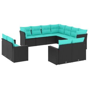 Grand ensemble de canapés de jardin en rotin PE noir avec structure en acier thermolaqué – Mobilier d'extérieur haut de gamme - Product Image 2