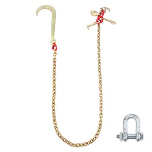 Catena a Gancio a J 5/16'' x 6 G80, Catena di Traino con Gambo Lungo 15'' e Carico di Lavoro Sicuro di 5400 Libbre, Gancio a Grappolo RTJ - Product Image 1