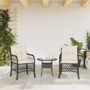 Ensemble de 2 chaises de jardin en rotin PE noir avec structure en acier thermolaqué, meubles d'extérieur durables - Product Image 3